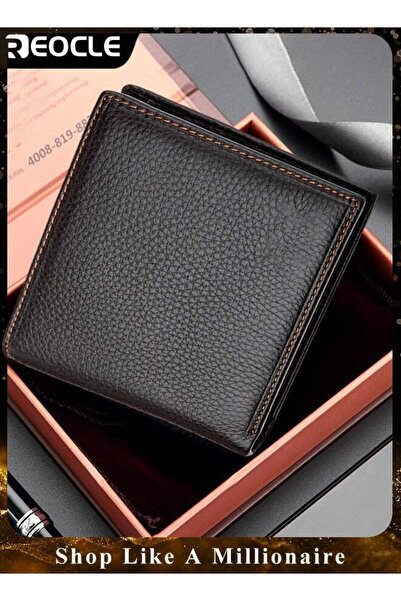 REOCLE Men's Leather Wallets with Large Capacity & Multiple Card Slots & Mult...