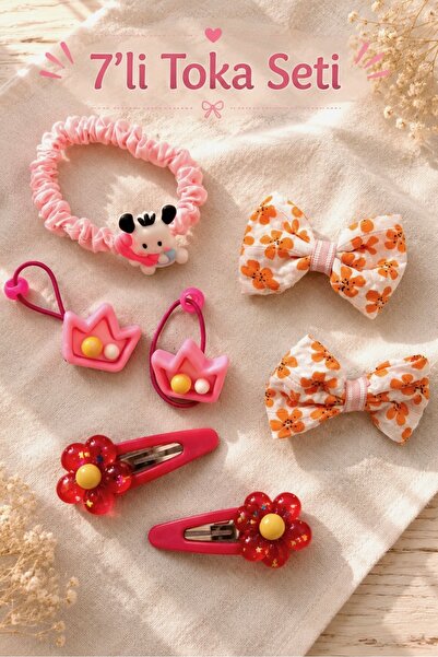 morbella Girl's Hair Clip 7-Piece Hair Accessory Set Bow Snap Rubber Clip Sch...