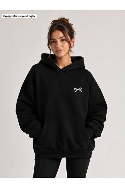EMMODA Γυναικείο μικρό φούτερ με κορδέλα στο αριστερό μέρος του στήθους, με σ...