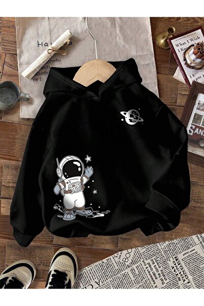SVART WEAR Children's Astronaut Printed Hoodie Hooded Sweatshirt Combed Cotto...