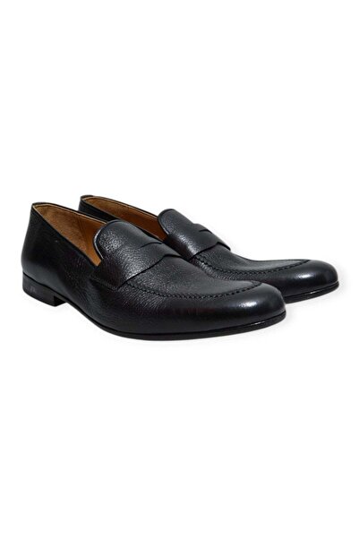 FRANCO CALVANI Black Color Laceless Genuine Leather Men's Shoes