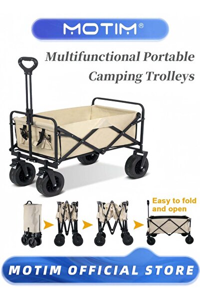 MOTIM Utility Wagon Camping Transport Wagon Large Capacity Trolleys Portable ...