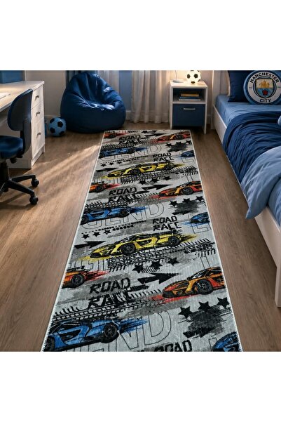 OEM Traversa Antiderapanta Copii, Road Race, Multicolor, Latime 80 cm