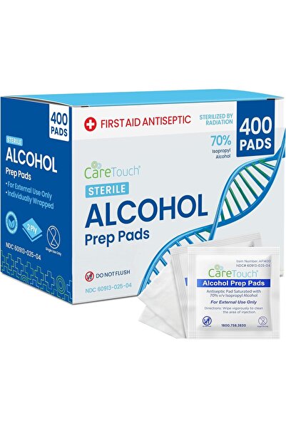 Care Touch Individually Wrapped Alcohol Wipes - Prep Pads with 70% Isopropyl ...