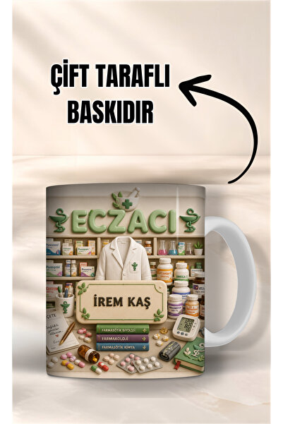 Evion Eczacılara Özel İsimli Kupa Bardak – Kişiselleştirilebilir Eczacı Mesle...