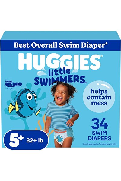 Huggies حفاضات سباحة، مقاس كبير، 34 قطعة، للاستخدام مرة واحدة