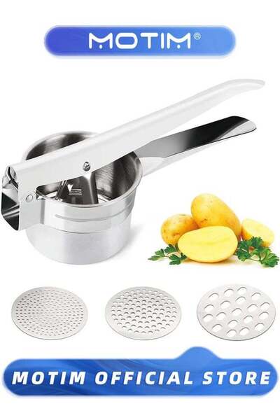 MOTIM Potato Ricer Stainless Steel Potato Masher with 3 Removable and Interch...