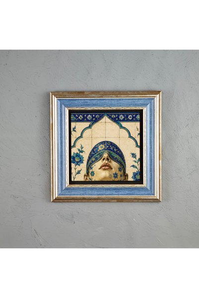 ermin Kadın Figürlü Dekoratif Tablo, Çiçek Desenli Geleneksel Motifli Vintage...
