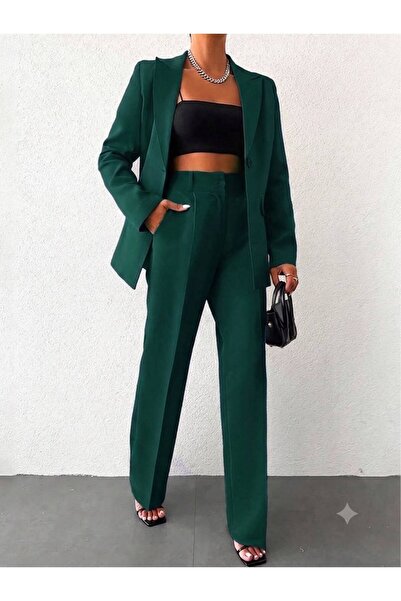 GREENS TEKSTİL Tek Düğmeli Ve Geniş Paça Pantolonlu Blazer Takım Elbise