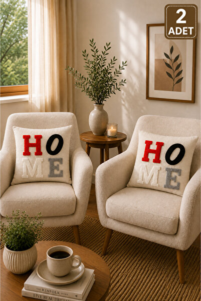 SEVMİŞ HOME 2 Adet Punch Kırlent Kılıfı 43x43 cm – Dekoratif Nakışlı Kırlent ...