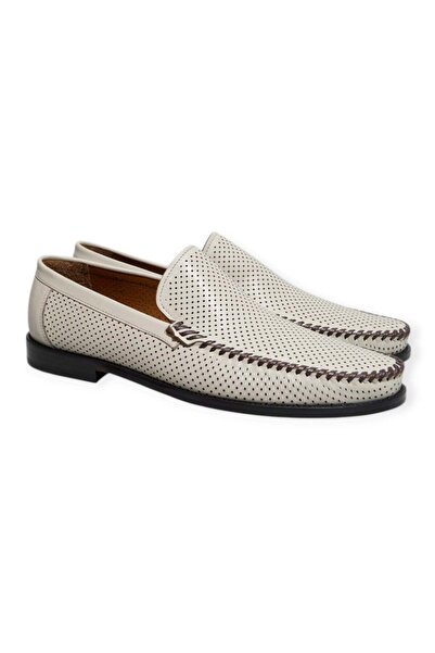 FRANCO CALVANI Beige Color Laceless Genuine Leather Men's Shoes