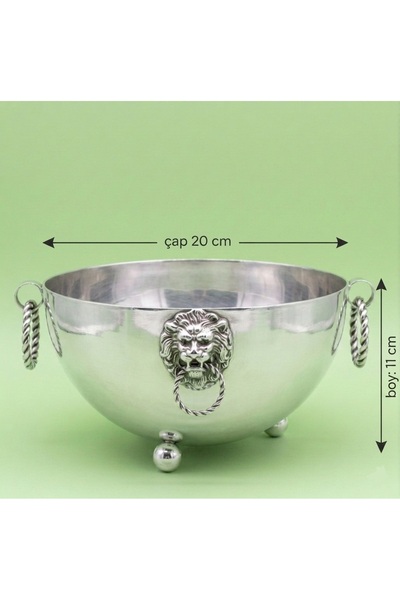 Generic Brand Vază decorativă din metal placat cu argint, cu figurină leu, bo...