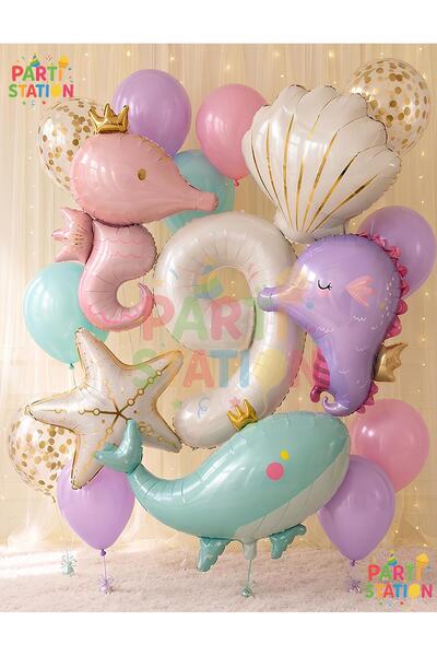 Parti Station Mermaid Concept Balloon Set 9 Years Old - 17 Piece Extra Large ...