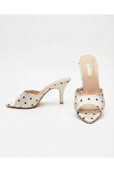 Enes Ayakkabıcılık Women's polka dot pointed toe stiletto heel mules