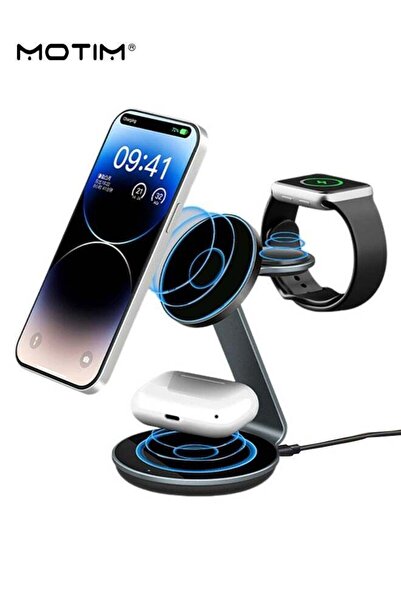 MOTIM 3-in-1 Wireless Charger Stand with MagSafe, Removable Made for Apple Wa...