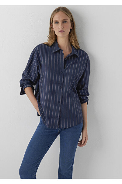 Mavi Navy Blue Striped Shirt Oversize / Wide Cut 1220417-89853