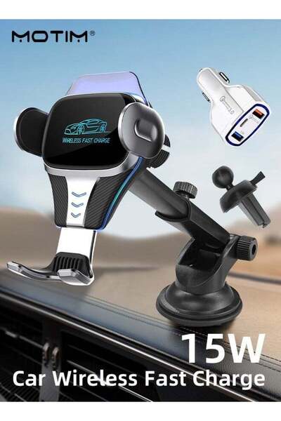 MOTIM 3 In 1 Wireless 15W Fast Charging Car Charger Mount, Phone Holder for A...