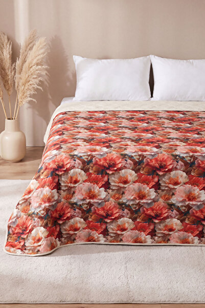 Rivaİstanbul Poppy Flower 5D Multi-Purpose Single Printed Pique & Bedspread 1...