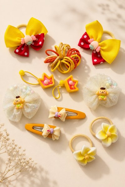 morbella Girls' Hair Clips 11 Pieces Bow Hairpins Rubber Hair Accessory Set S...