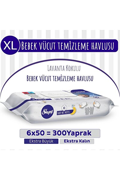Sleepy XL Lavanta Kokulu Bebek Vücut Temizleme Havlusu 50 Yaprak