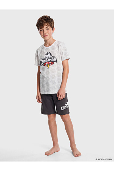 LC Waikiki Crew Neck Boys' Pajama Set with Shorts