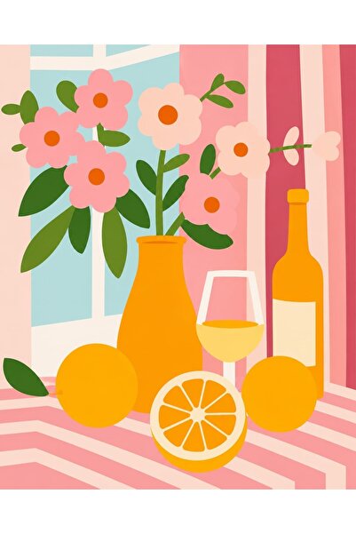 Aperol Spritz ve Portakal Dalı - Sayılarla Boyama Seti