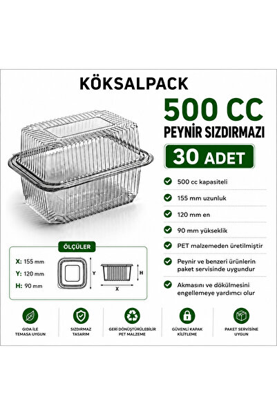 Köksal Pack 30 Pieces 500 Cc Cheese Leak-Proof Clear Pet Food Container with ...