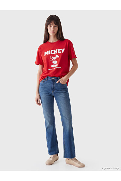 LC Waikiki Xside Red Printed 100% Cotton Women's T-Shirt