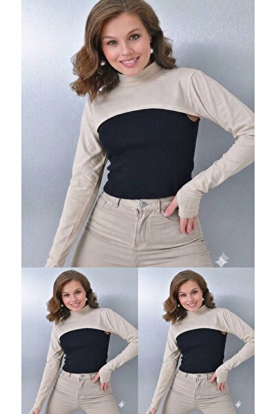 ALDAIYR 3-Piece Fingered Hijab Neck Collar |   Yakali Long Sleeve Sleeved Bod...