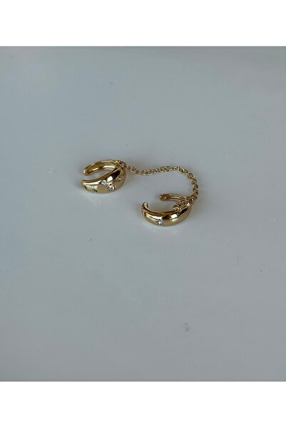 the matdesign Stone Chain Detailed 2-Piece Compression Cartilage Earrings