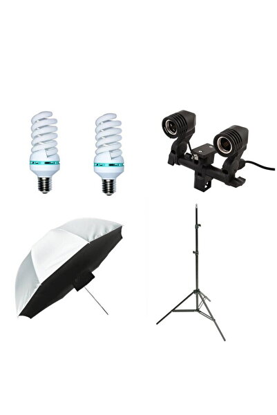 iShoot Kit lumina continua cu 2 becuri E27 85W si umbrela softbox difuzie 92cm