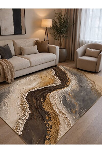 YTR HOME Dijital Baskı Yıkanabilir Kaymaz Taban Dekoratif Salon Mutfak Halısı...