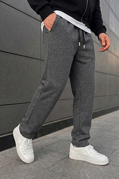 INFLUYENTE Men's Winter Baggy Cut Waist-Tie Sweatpants with Side Pockets