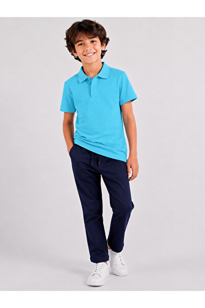 Çelix Kids Boys' Non-Curling Polo Collar Short Sleeve Cotton Basic School T-S...