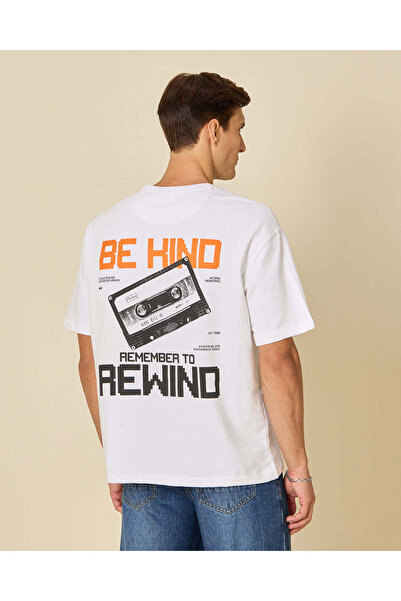 REDTAG Men White Front And Back Print Active T-Shirt