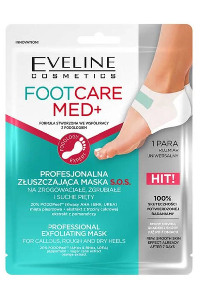Eveline Footcare Med+ Mască profesională exfoliantă SOS pentru călcâie