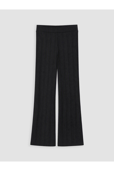 LC Waikiki Nevavm Black Girls' Ribbed Spanish Leggings with a Difference