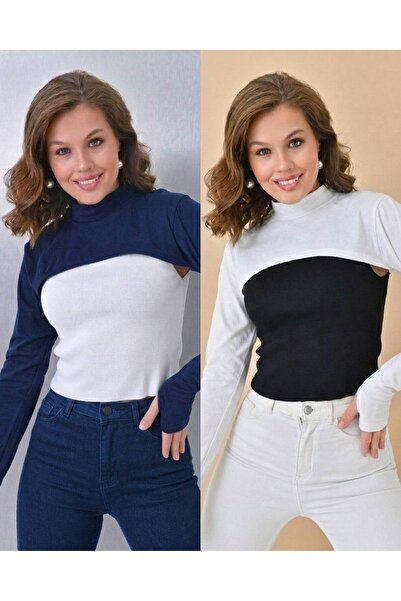 ALDAIYR 2-Piece Fingered Hijab Neck Collar |   Yakali Long Sleeve Sleeved Bod...