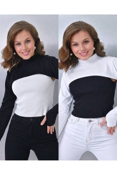 ALDAIYR 2-Piece Fingered Hijab Neck Collar |   Yakali Long Sleeve Sleeved Bod...