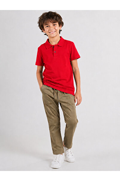 Çelix Kids Boys' Non-Curling Polo Collar Short Sleeve Cotton Basic School T-S...