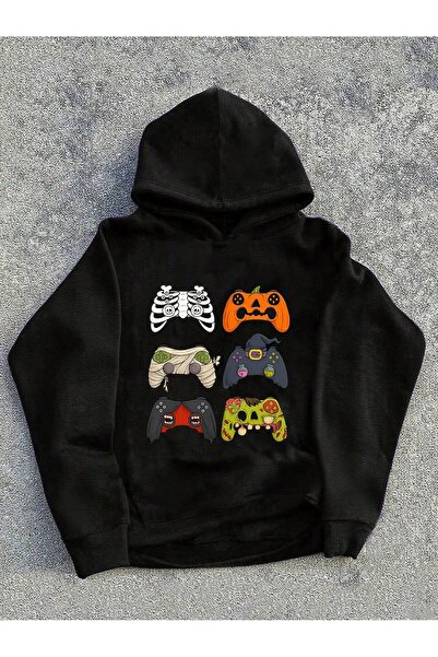 SVART WEAR Hanorac cu glugă imprimat Gamepad pentru copii, țesătură din bumba...