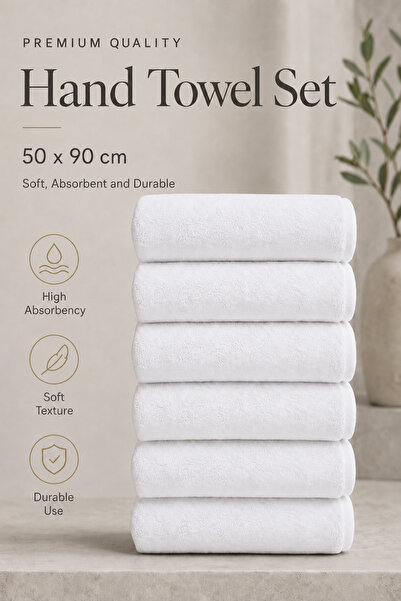 vuvutasarım Set de 6 prosoape de mână și față din bumbac 100%, 50x90 cm, cu t...