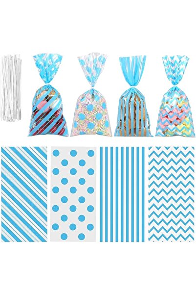 GENERAL 100 Pack Blue Cellophane Bags 10.6" X 5.1" Plastic Candy Treat Bags w...