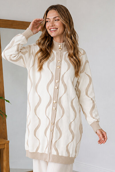 benguen Cardigan cu model de barbă N3323 Culoare piatră