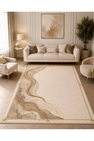 YTR HOME Dijital Baskı Yıkanabilir Kaymaz Taban Dekoratif Salon Mutfak Halısı...