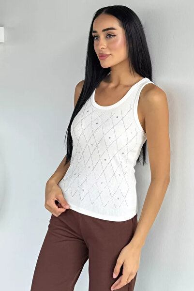 TOZLU Front-Stoned Camisole Blouse