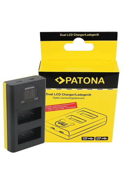 Patona Διπλός φορτιστής USB με οθόνη LCD, συμβατός με NP-W126 και Fujifilm Fi...
