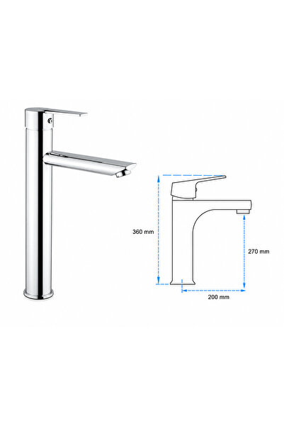 Condi Collection صنبور حوض كروم بطول 36 سم