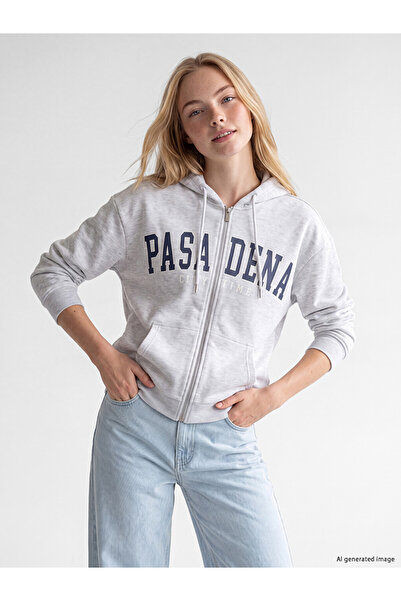 LC Waikiki Quality Parts Pasadena Printed Women's Thick Zipper Sweatshirt fro...