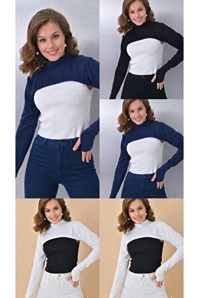 ALDAIYR 5-Fingered Hijab Neck Collar |   Yakali Long Sleeve Sleeved Body Blou...